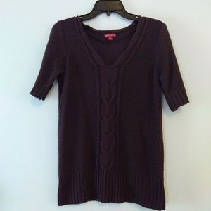 Purple Short Sleeve Casual Sweater